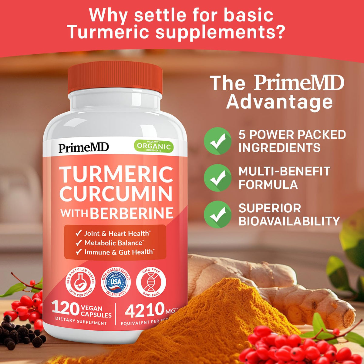 PrimeMD Curcuma 4210mg avec Berbérine et Gingembre - illustration des ingrédients