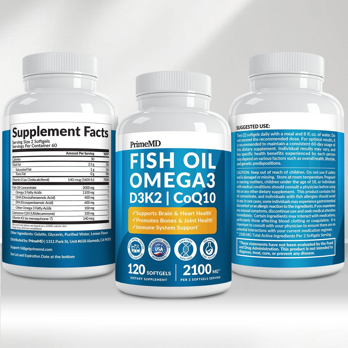 PrimeMD Huile de Poisson Oméga-3 2000mg en environnement naturel