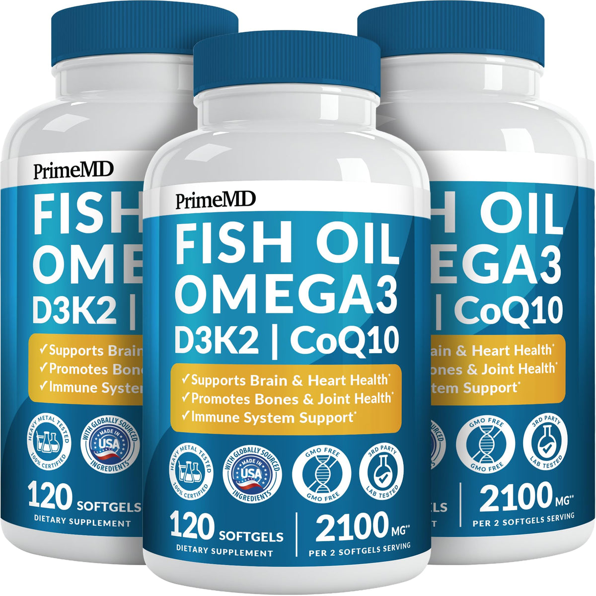 PrimeMD Huile de Poisson Omega-3 2000mg gélules citron front view