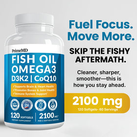 PrimeMD Huile de Poisson Omega-3 2000mg gélules citronnées vue arrière