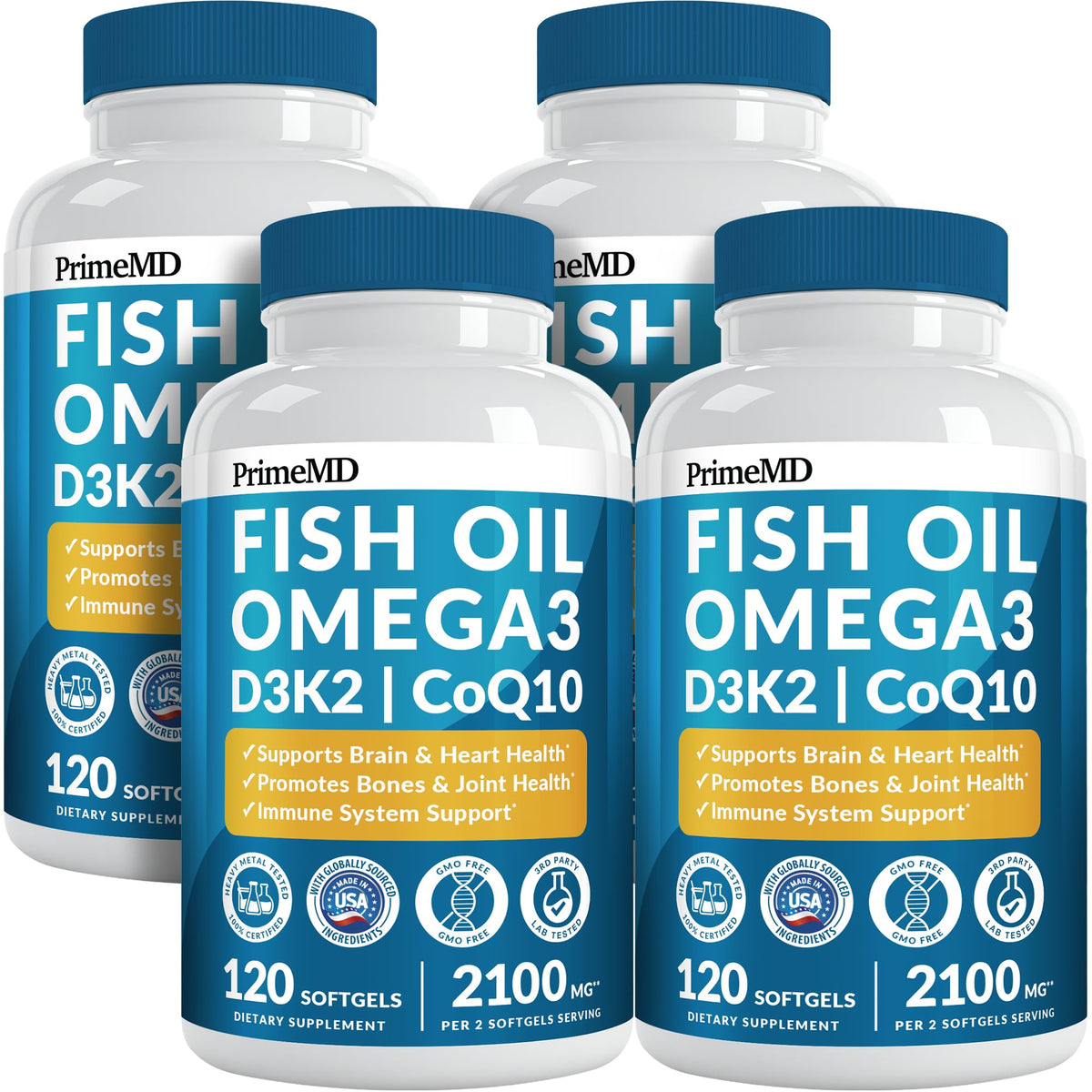 PrimeMD Huile de Poisson Omega-3 2000mg gélules citronnées vue de face