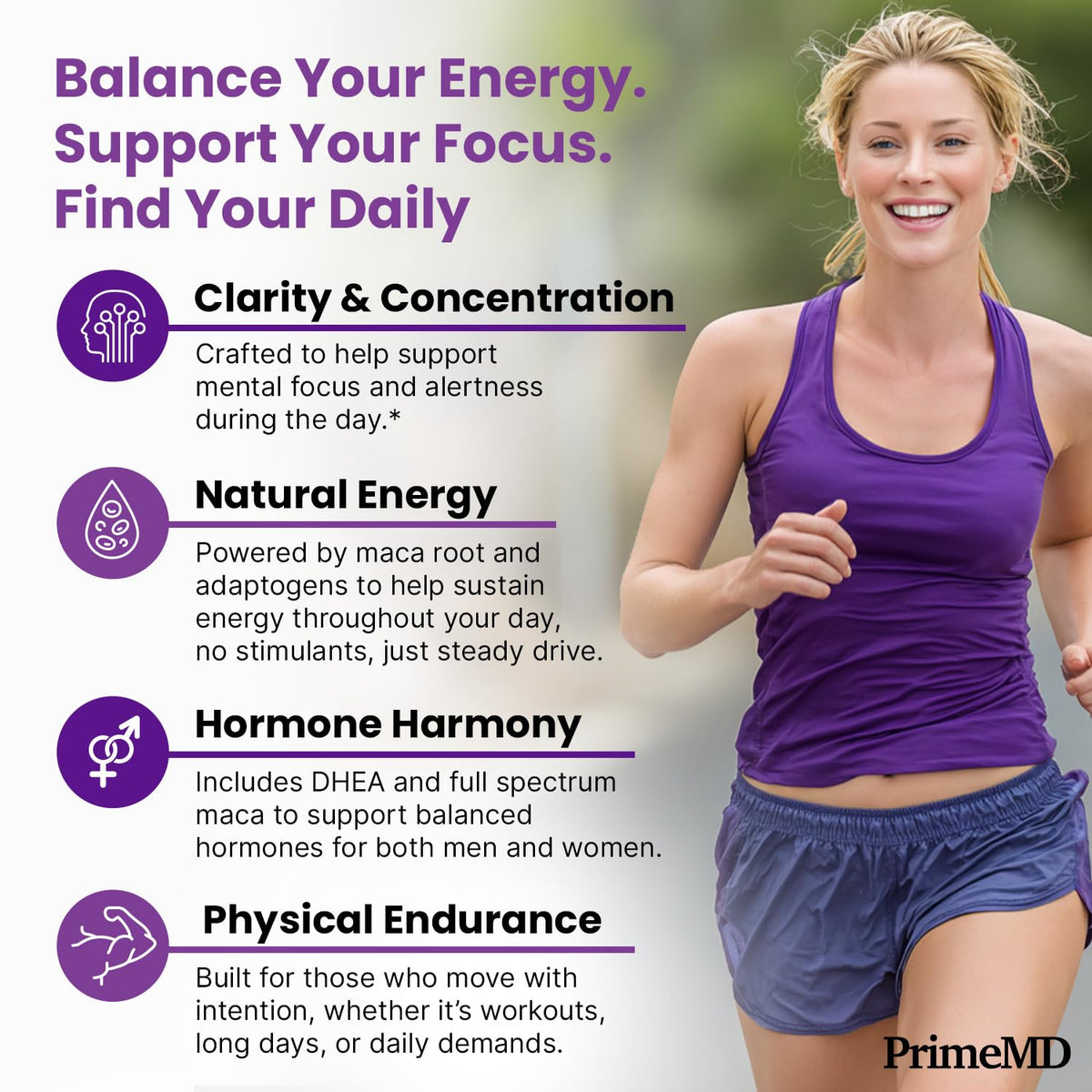PrimeMD Maca Root Ashwagandha capsules close-up