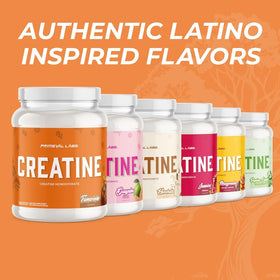 Primeval Labs Créatine Monohydrate Aromatisée 160g sur une table de gym
