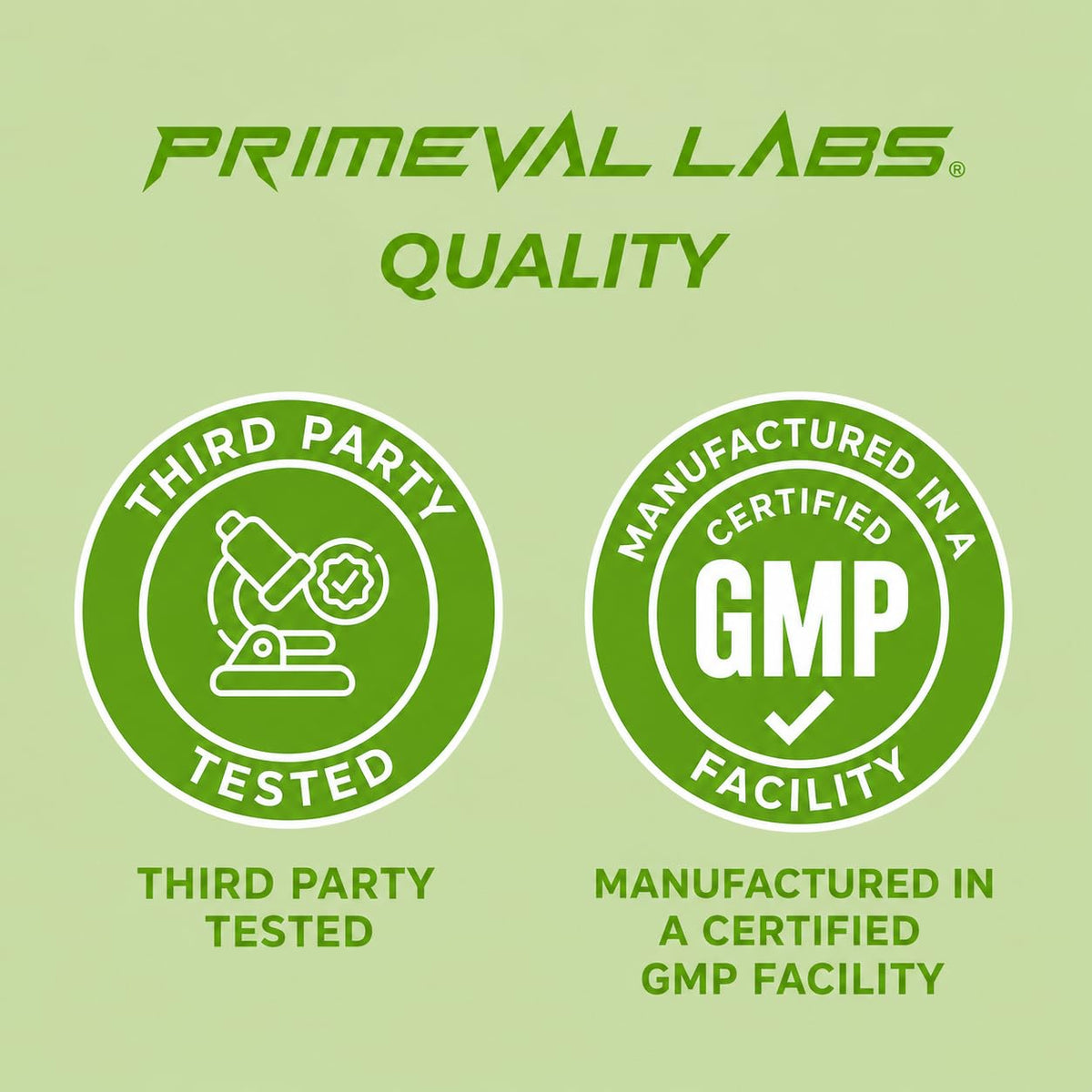 Primeval Labs créatine monohydrate étiquette avec ingrédients
