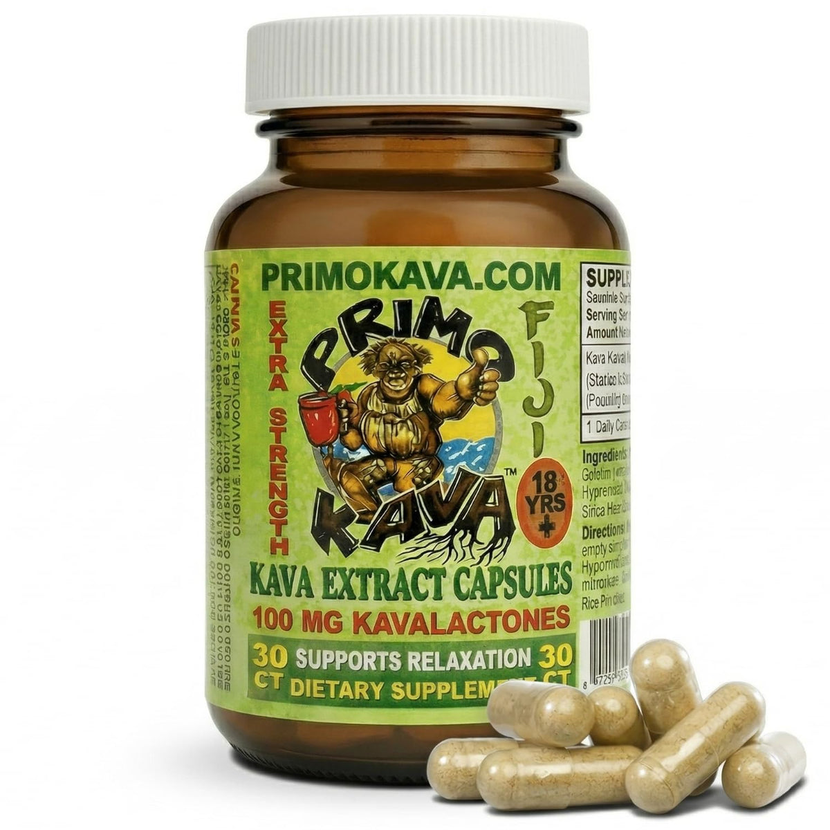 PRIMO KAVA Capsules de Kava Kava 100mg - Flacon avant