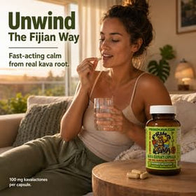 PRIMO KAVA Capsules de Kava Kava 100mg - Vue de côté du flacon