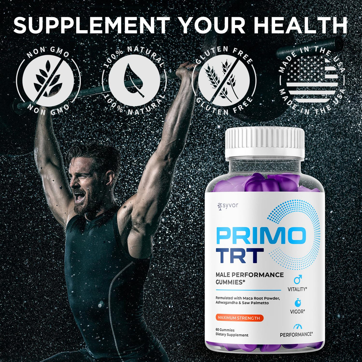 Primo TRT Gummies dans une main, prêt à consommer