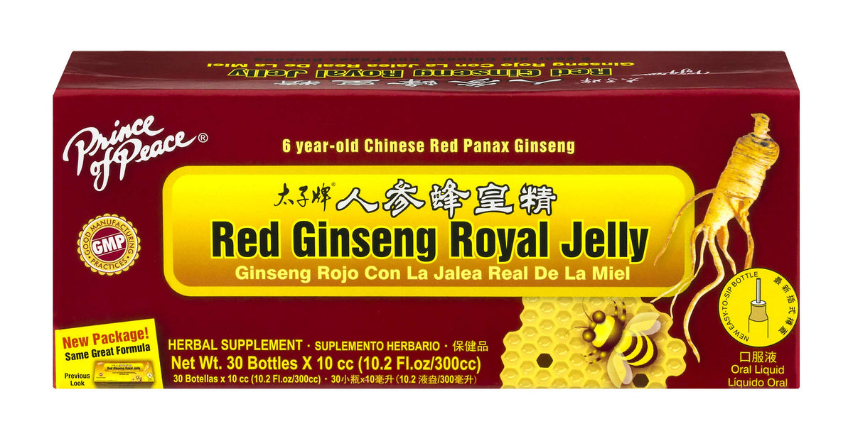 Prince Of Peace Gelée Royale Ginseng Rouge 30 ampoules vue de face