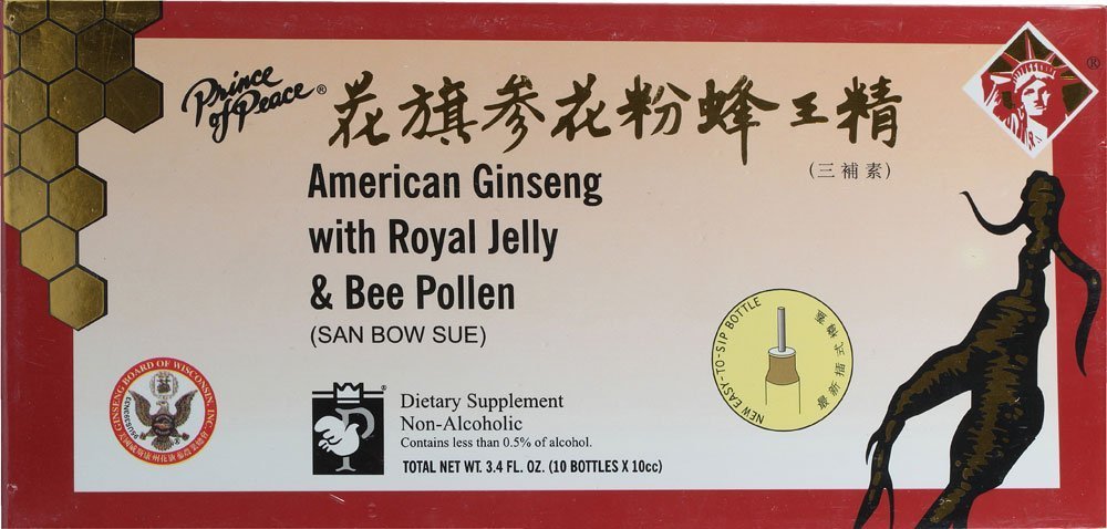 Prince Of Peace Ginseng Américain et Gelée Royale 10 ampoules en emballage