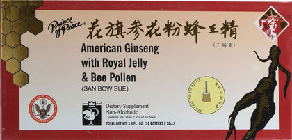 Prince Of Peace Ginseng Américain et Gelée Royale 10 ampoules en emballage