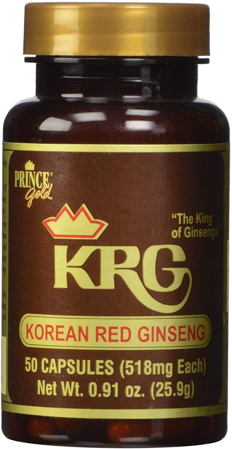 Prince Of Peace Ginseng Rouge Coréen KRG 50 Capsules avec étiquette visible