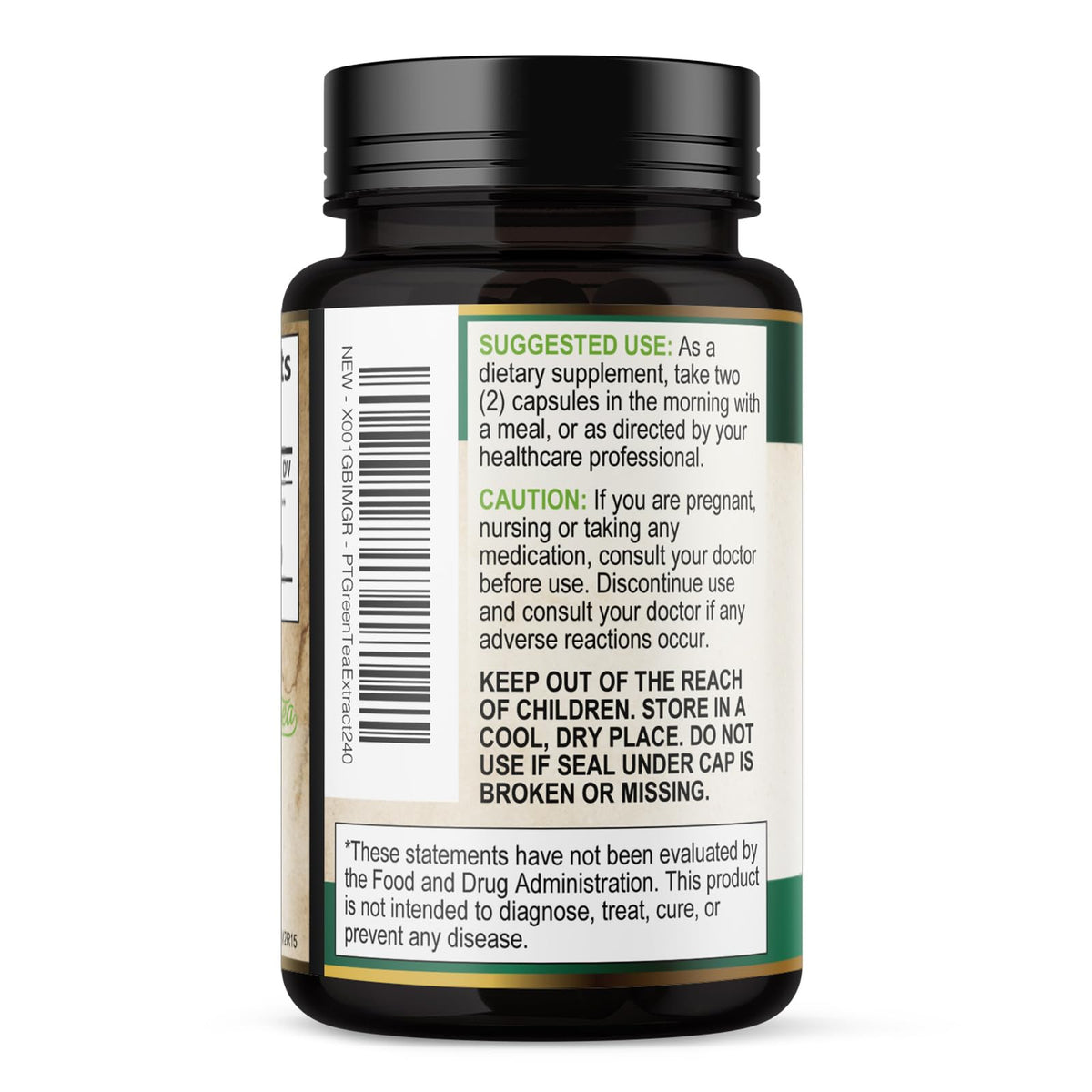 Prise de capsules d'extrait de thé vert SILVERONYX