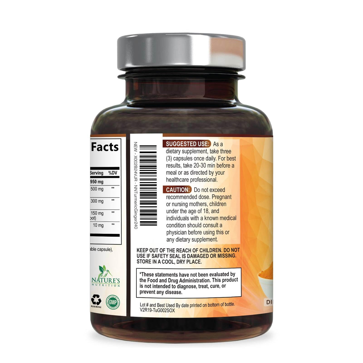 Prise de capsules de curcuma et gingembre Nature's Nutrition