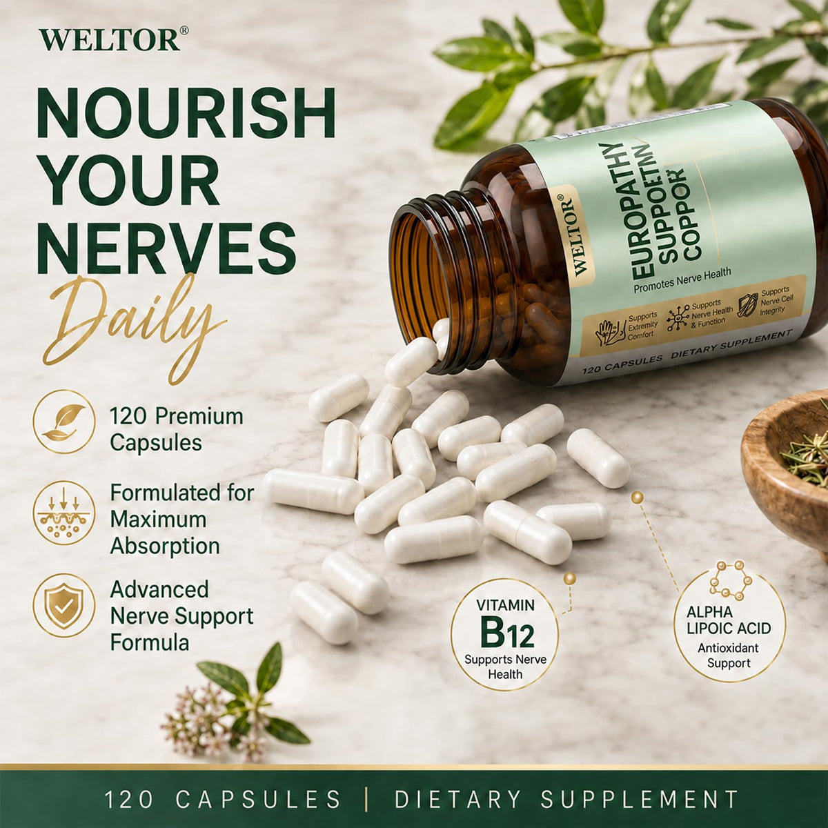 Prise de capsules WELTOR pour le soutien nerveux