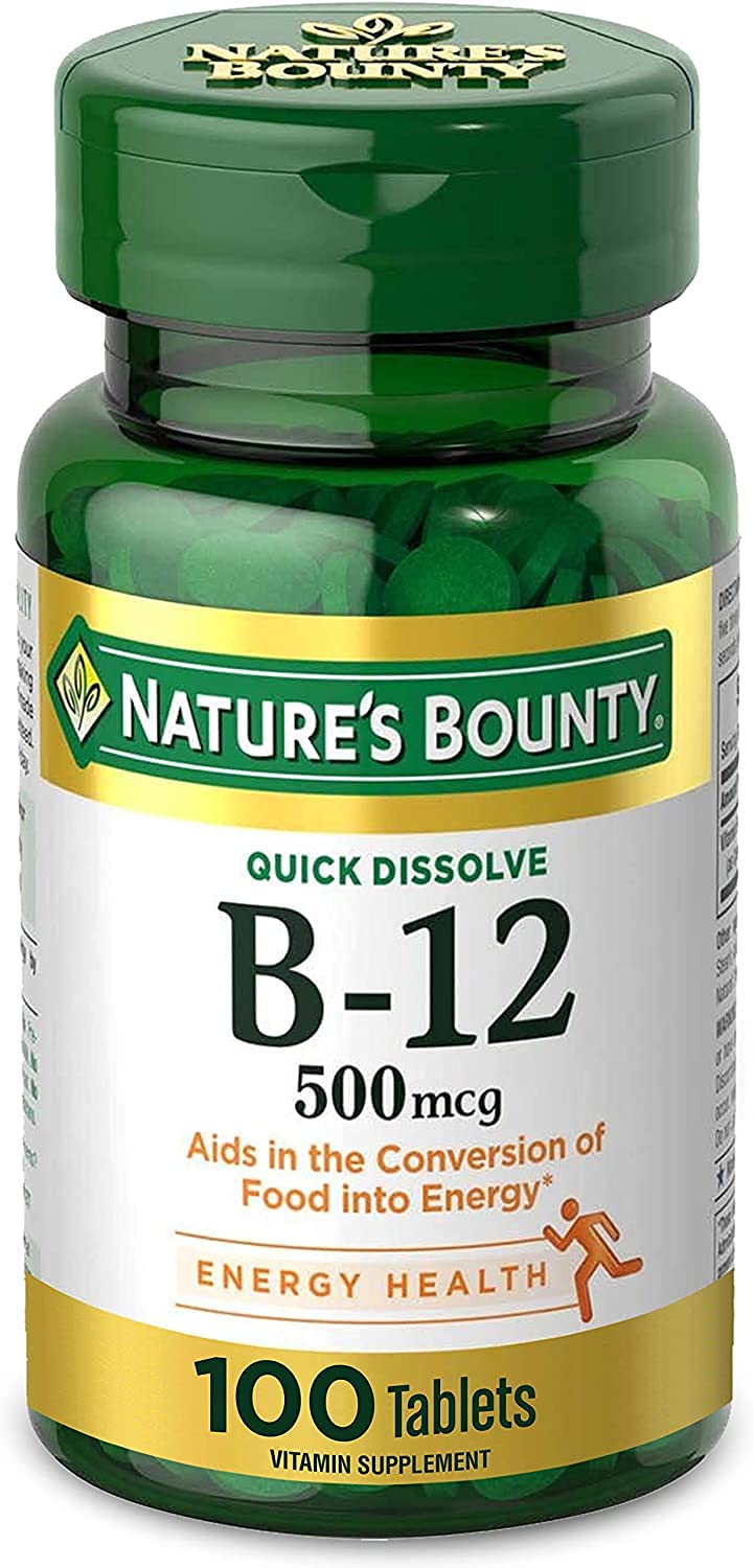 Prise de comprimés de Vitamine B-12 Nature's Bounty sous la langue
