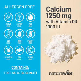 Prise de NatureWise Calcium 1250mg + Vitamine D3 avec de l'eau