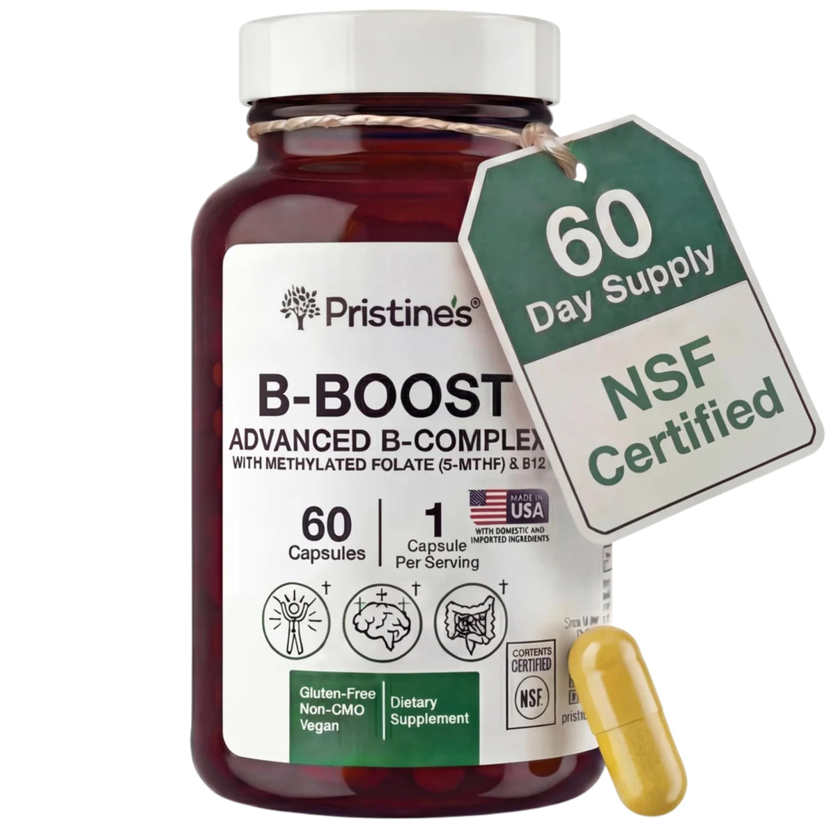 PRISTINE'S B-Complex 60 capsules vue de face