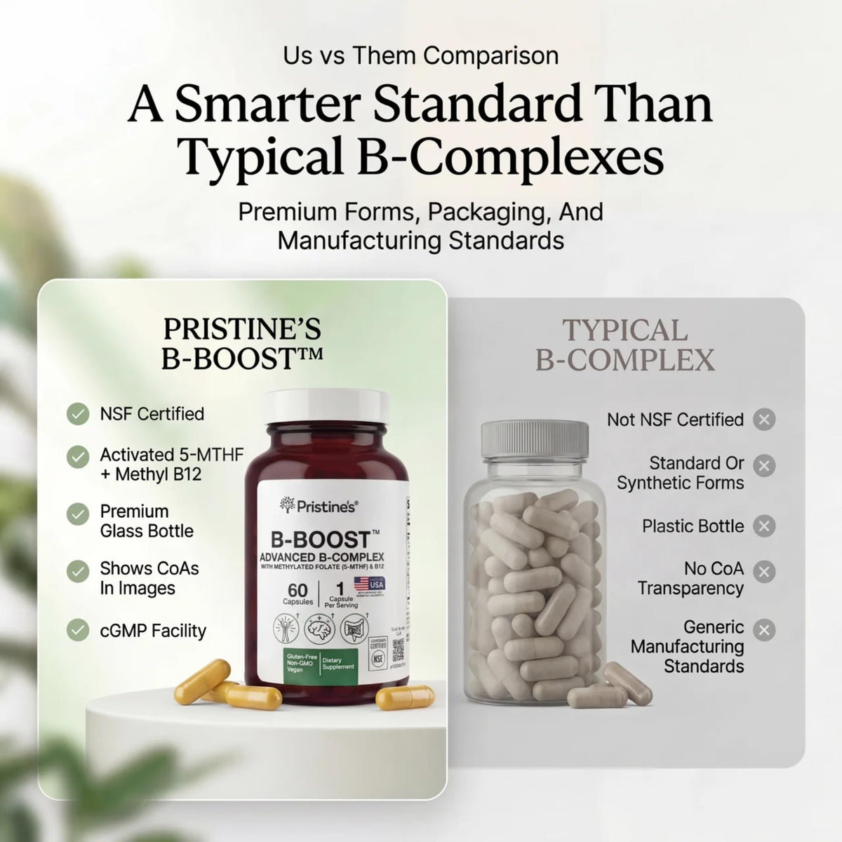 PRISTINE'S B-Complex vue de dos avec informations nutritionnelles