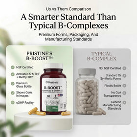 PRISTINE'S B-Complex vue de dos avec informations nutritionnelles