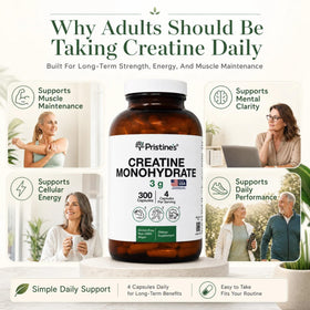 PRISTINE'S Créatine Monohydrate 3000MG capsules with measuring scoop