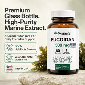 PRISTINE'S Fucoidan 500mg bottle side view