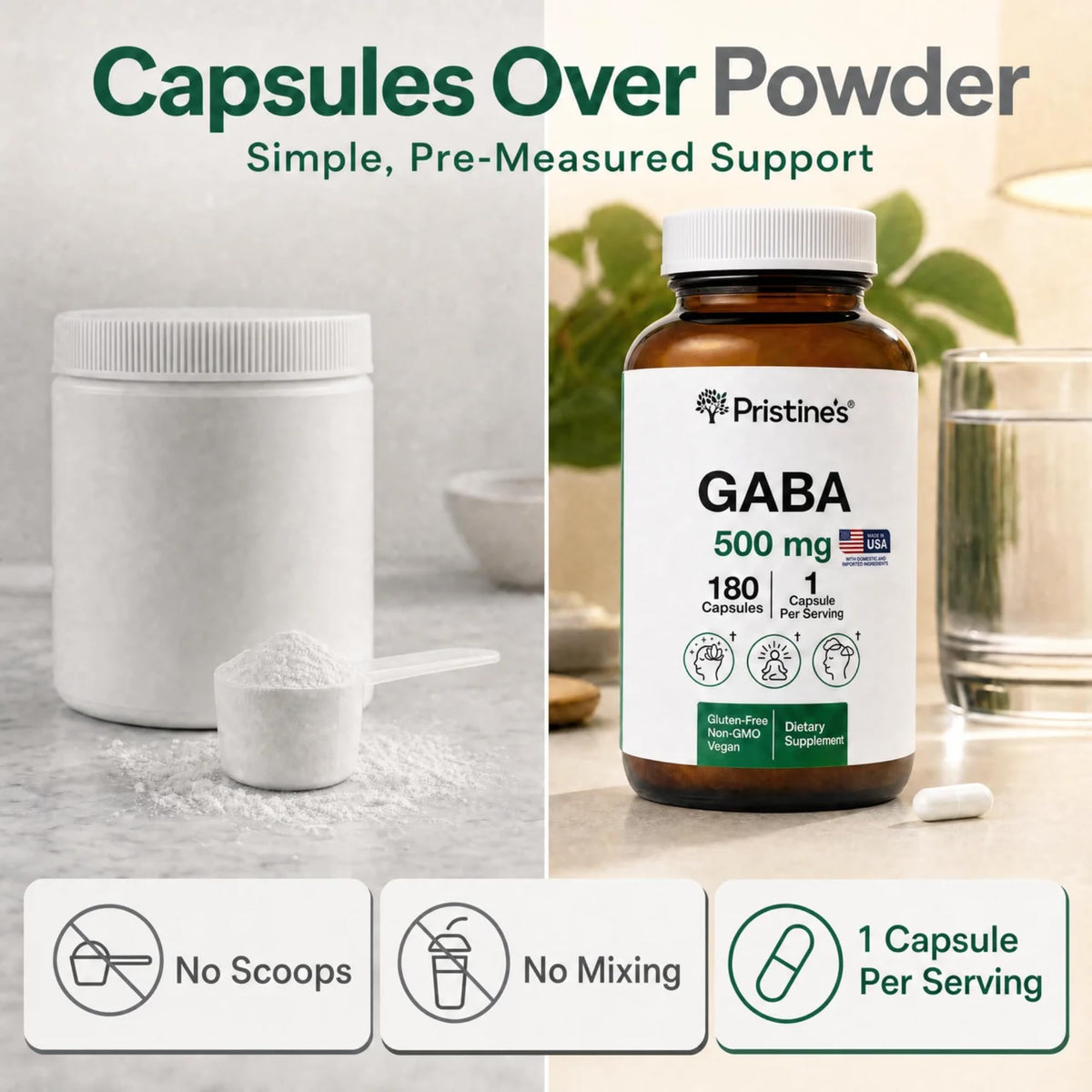 PRISTINE'S GABA 500mg gélules 180 unités ouvertes