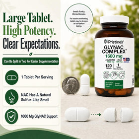 PRISTINE'S GlyNAC 1600mg comprimé marqué pour une prise facile
