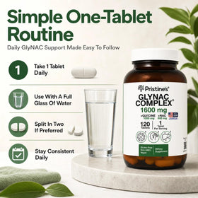 PRISTINE'S GlyNAC 1600mg comprimés avec étiquette de qualité vérifiée