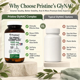 PRISTINE'S GlyNAC 1600mg flacon en verre avec comprimés