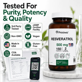 PRISTINE'S Resvératrol 500mg capsules côté
