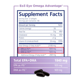 PRN Eye Omega Advantage 270 gélules sur table en bois