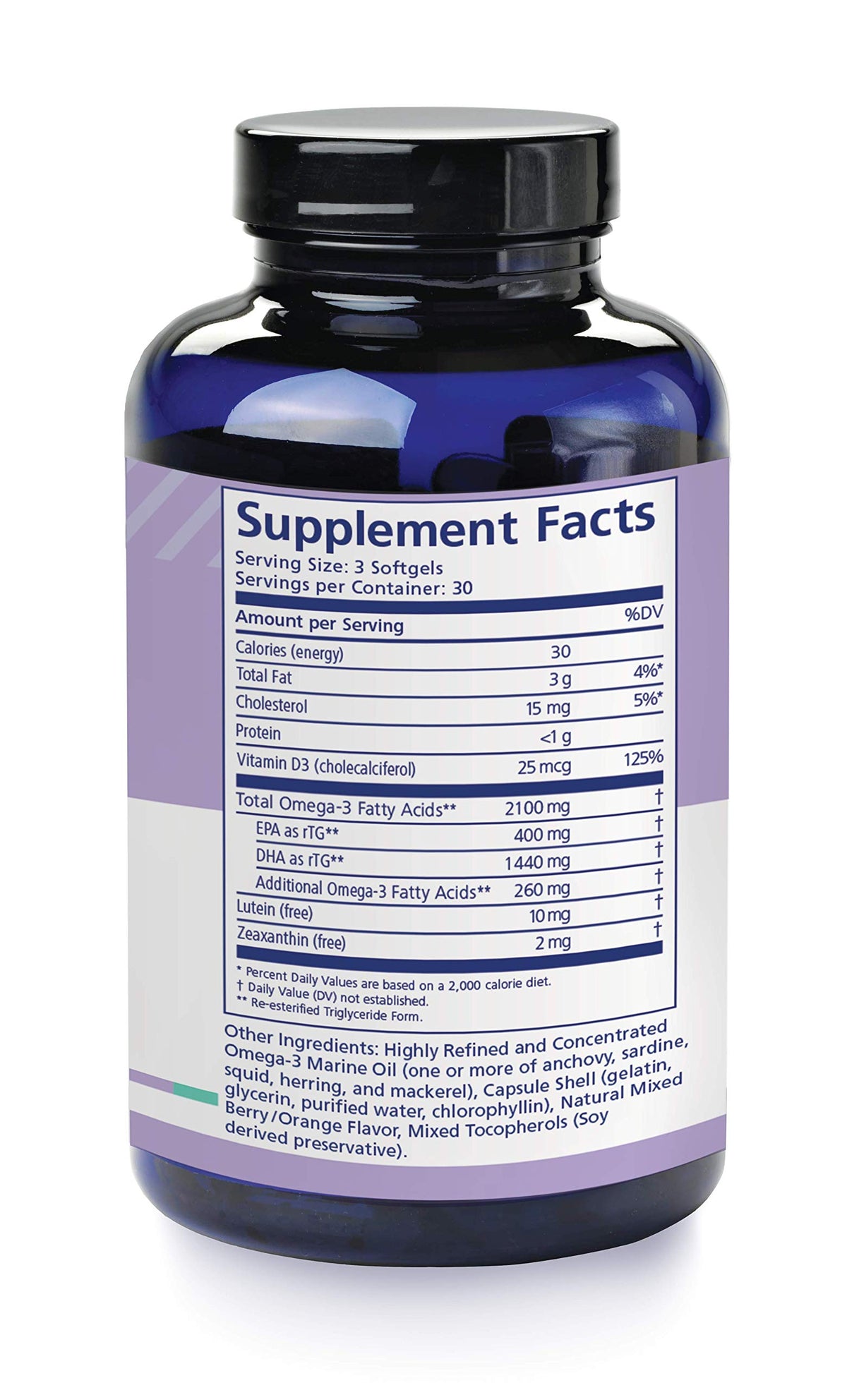 PRN Omega 3 étiquette du produit avec spécifications
