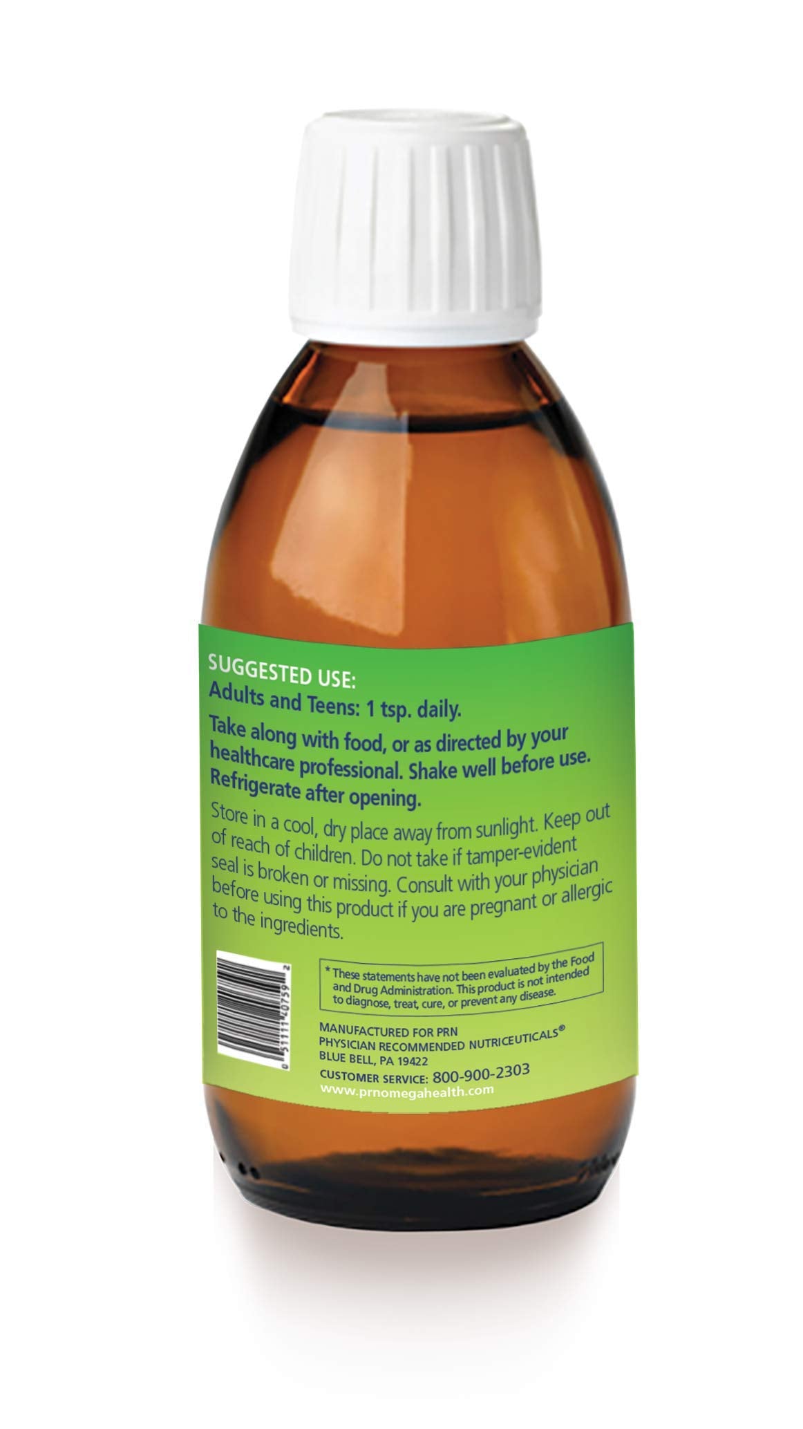 PRN Omega-V 150ml étiquette avec information nutritionnelle