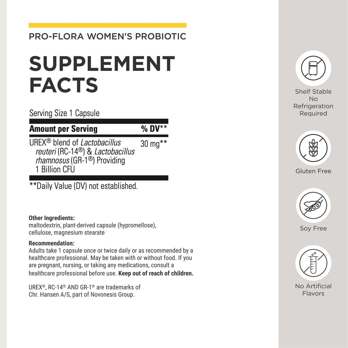 Pro-Flora Probiotique Femme 30 capsules vue de côté