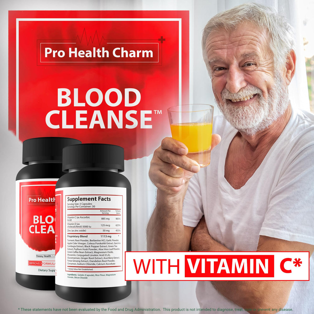 Pro Health Charm Nettoyage Sanguin gélules avec verre d'eau