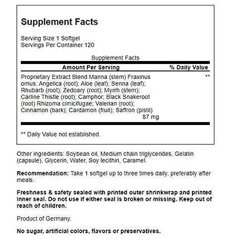 Pro Natura Capsules Amers Suédois 120 Comp. emballage et contenu