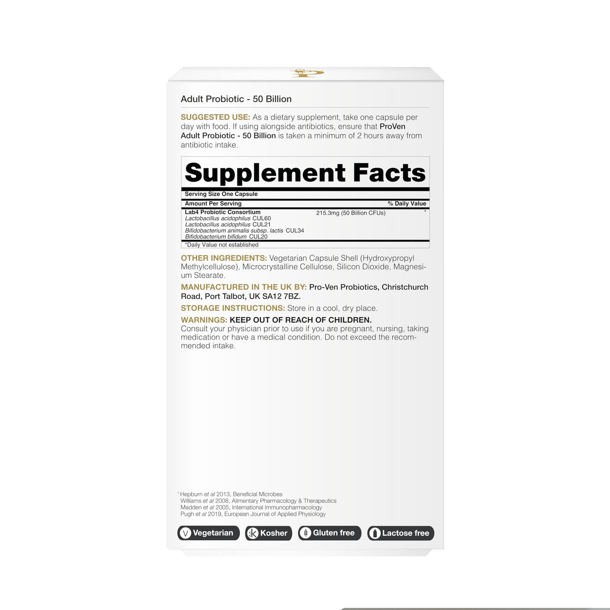 Pro-Ven 30 capsules de probiotiques avec dosage recommandé