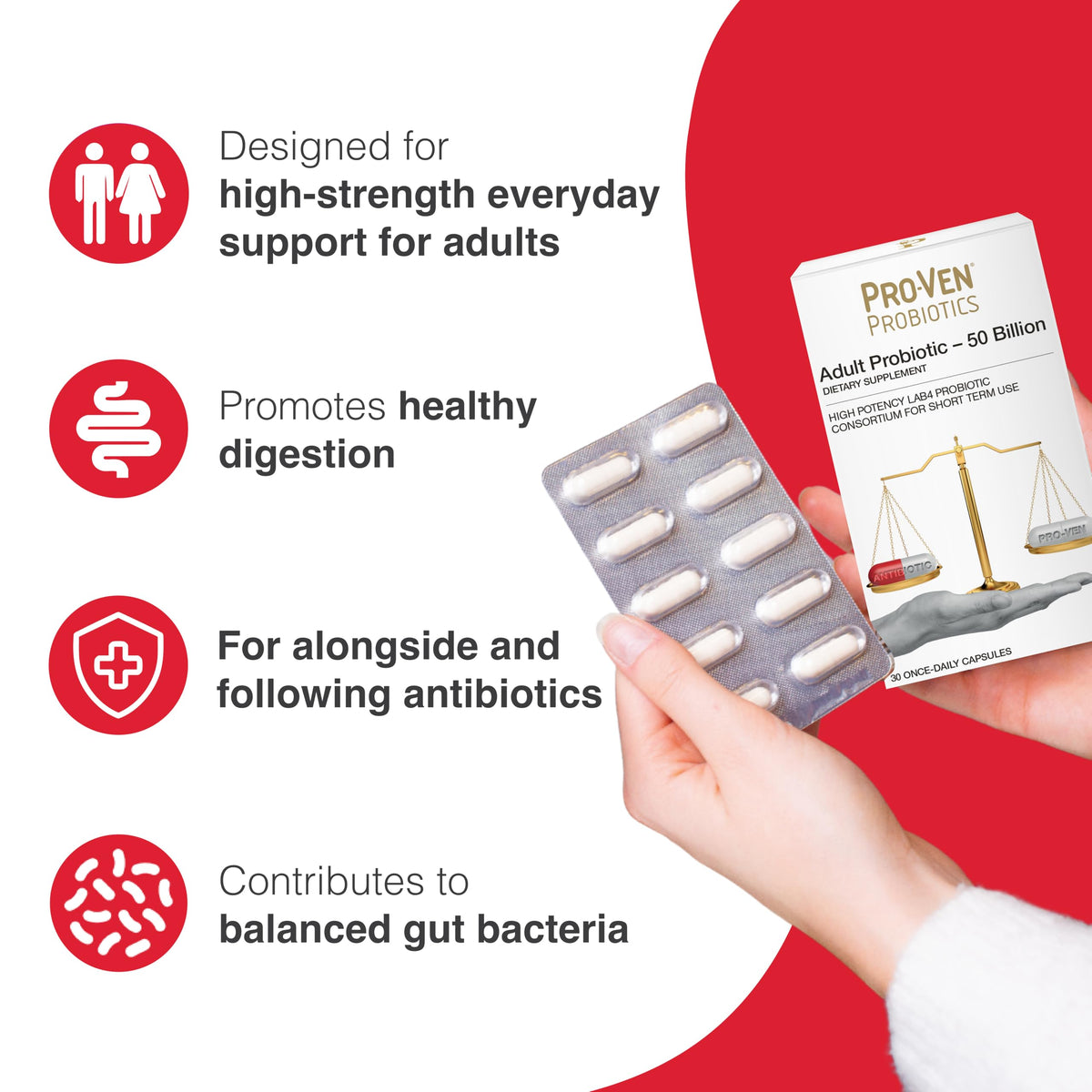Pro-Ven boîte de probiotiques ouverte avec capsules