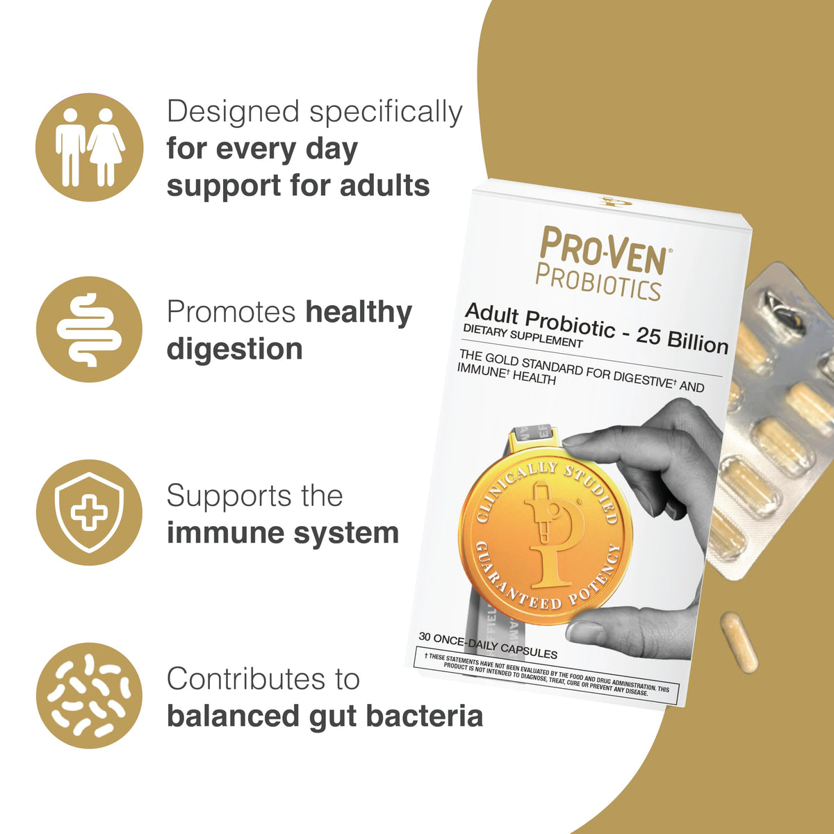 Pro-Ven Complément Alimentaire Probiotique 30 capsules vue de côté