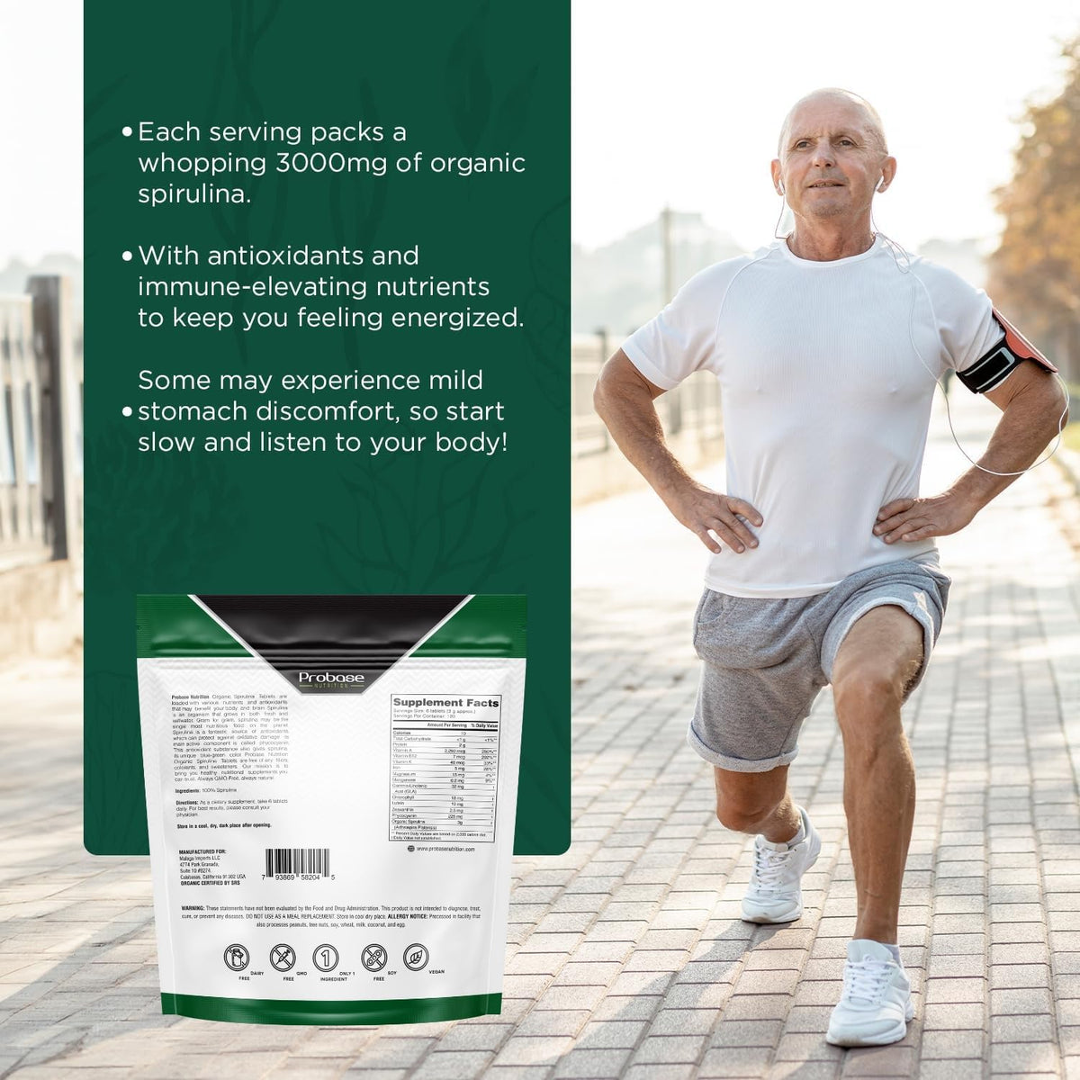 Probase Nutrition Spiruline 3000MG 720 Tablettes - ingrédients