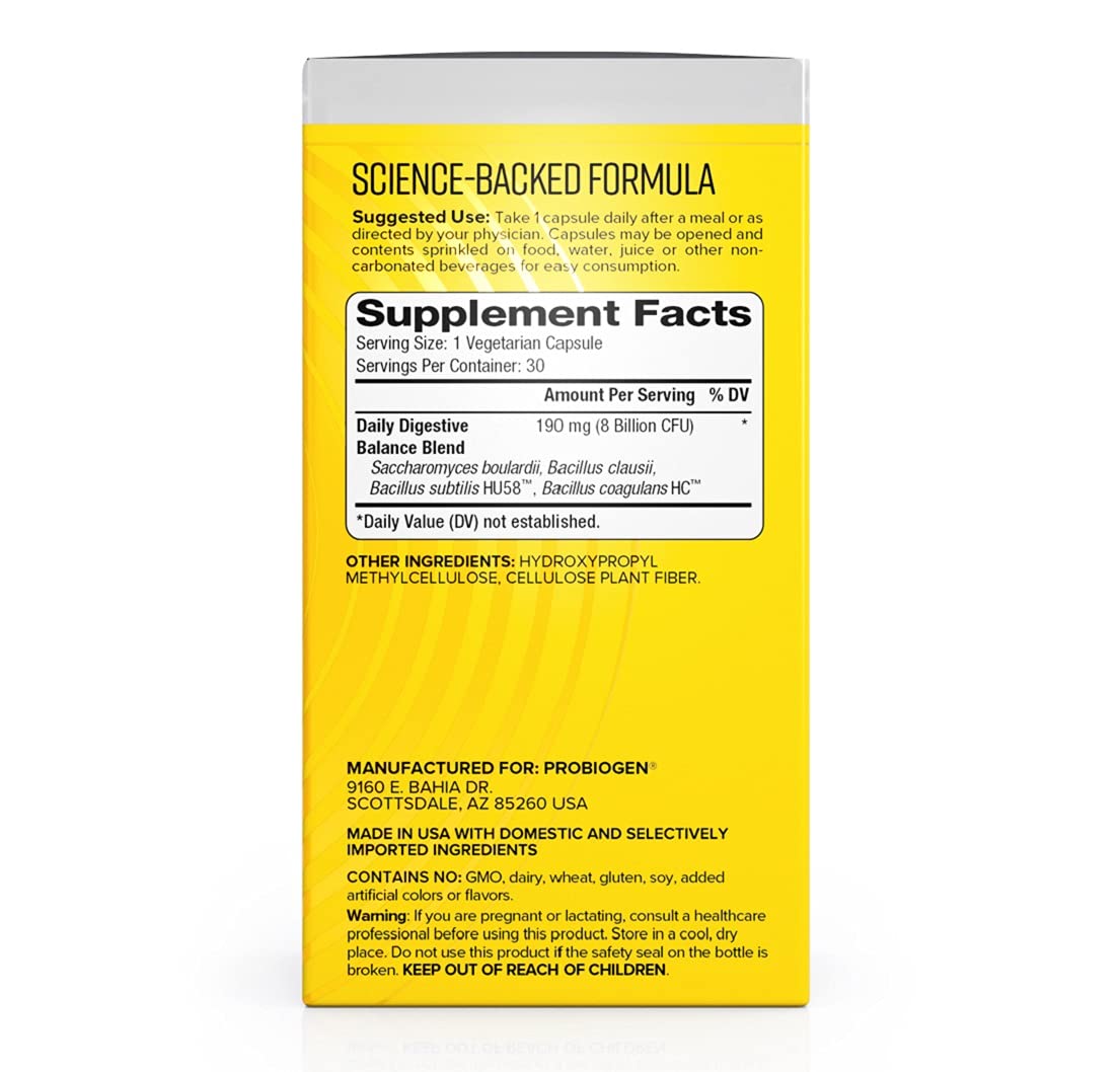 Probiogen Probiotique Spore 30 capsules sur fond blanc