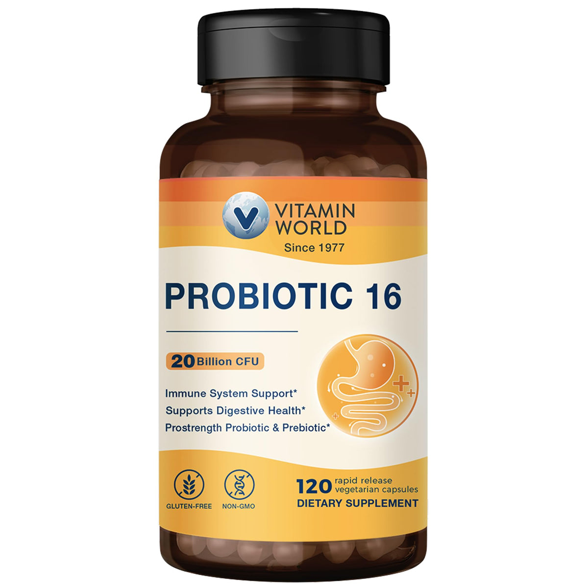 Probiotic 16 de Vitamin World, capsules en bouteille