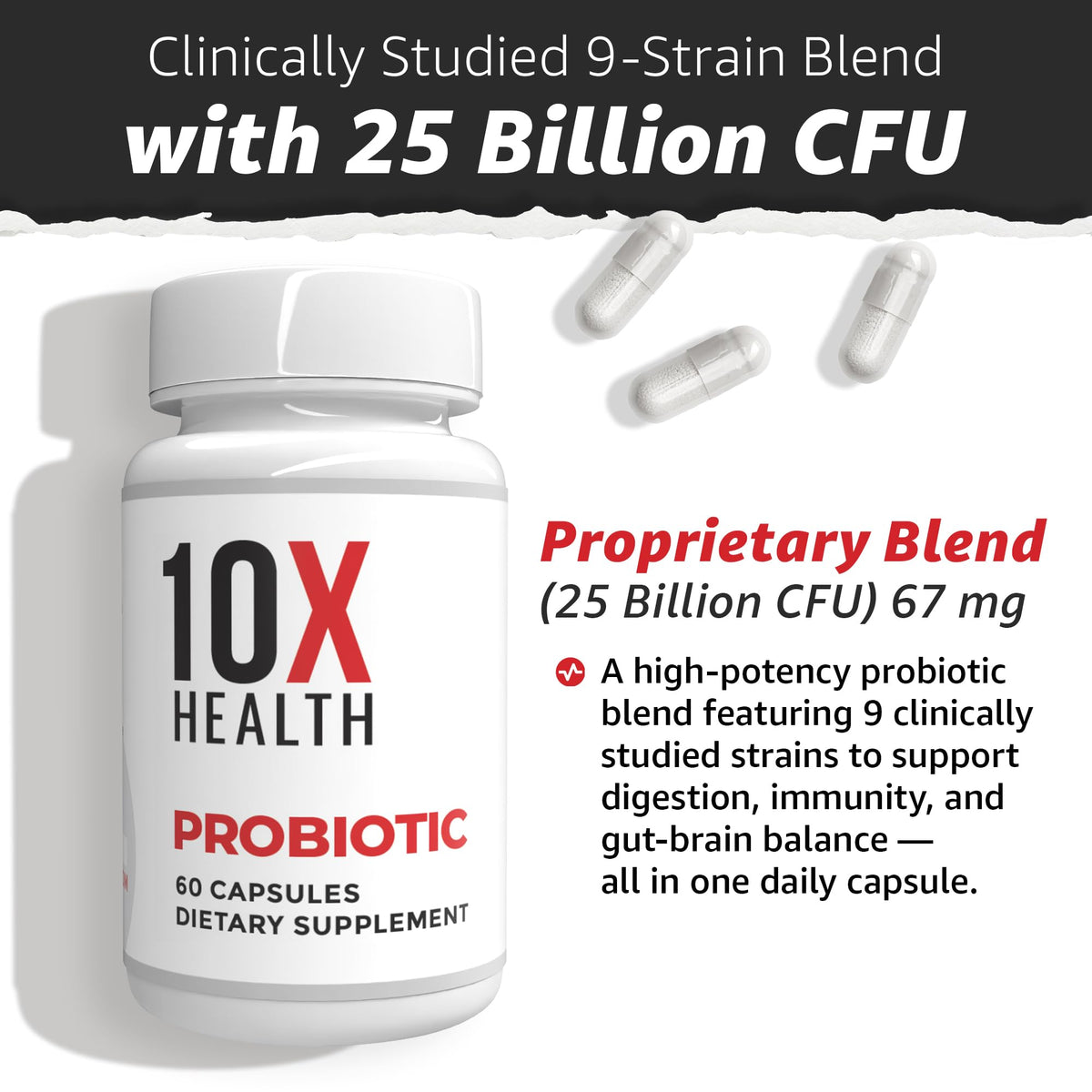 Probiotiques 10X Health pour hommes, étiquette du produit