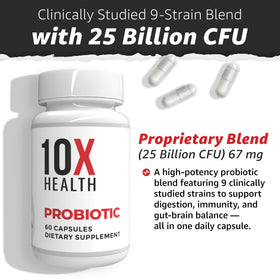 Probiotiques 10X Health pour hommes, étiquette du produit