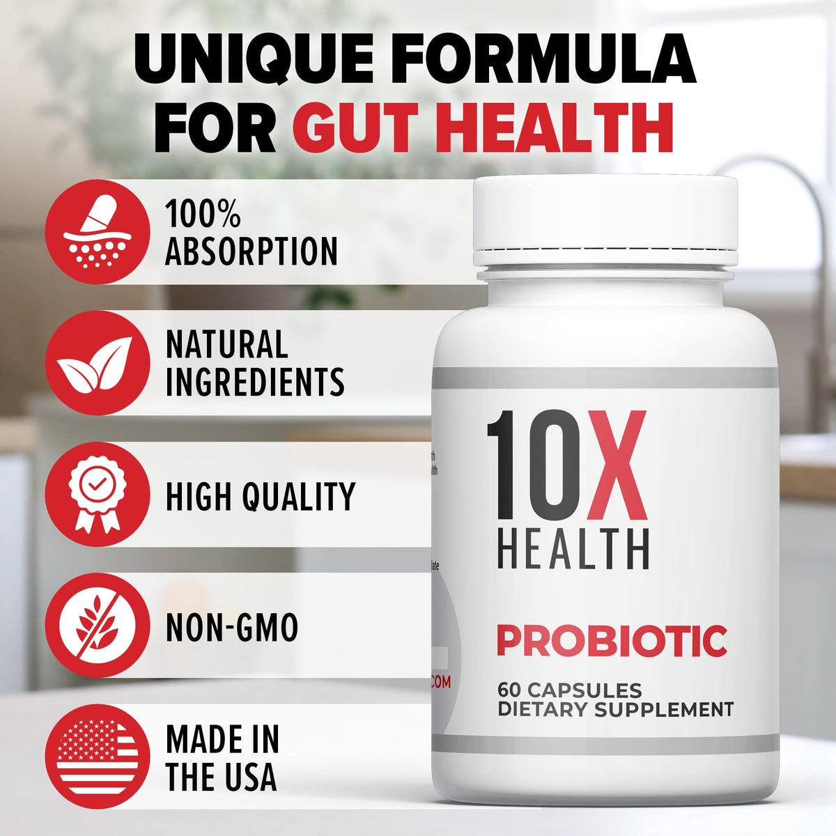 Probiotiques 10X Health, présentation des capsules