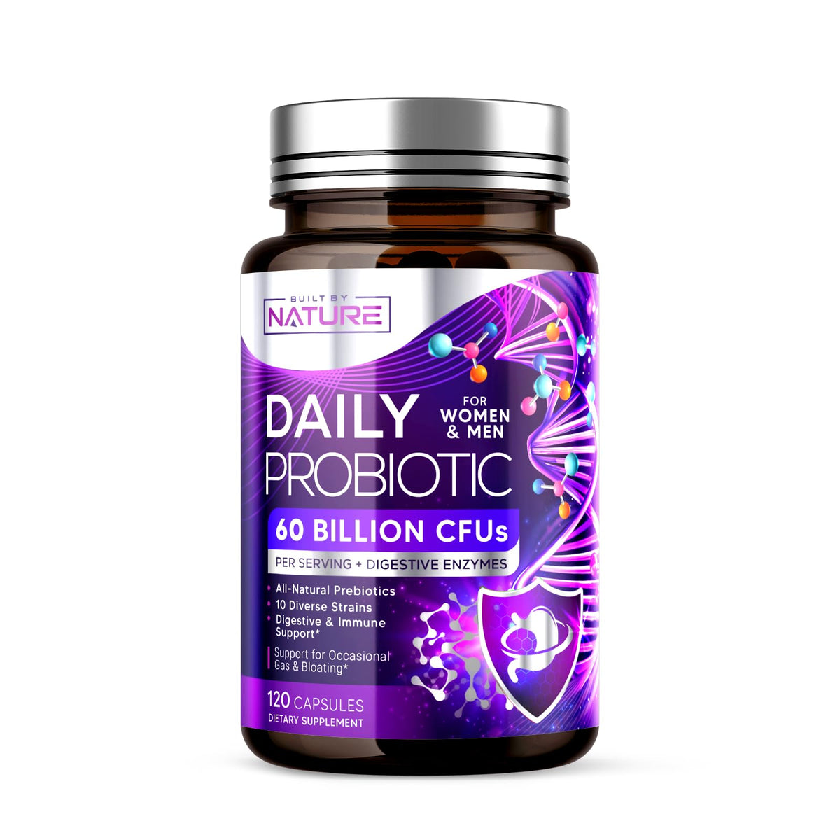 Probiotiques Built by Nature 120 capsules vue avant