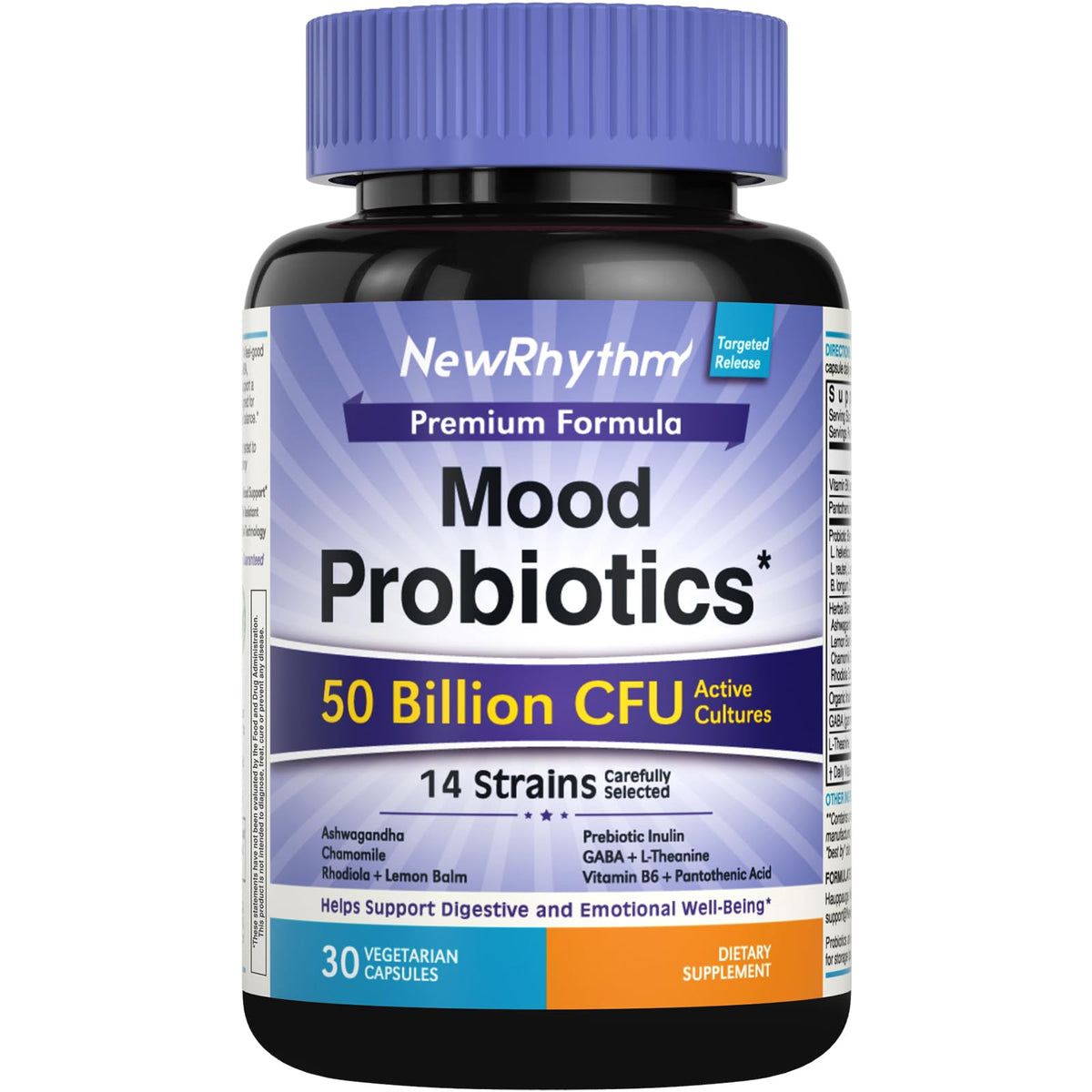 Probiotiques d'Humeur NewRhythm 50 Milliards CFU 14 Souches vue avant
