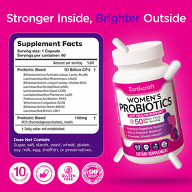 Probiotiques Earthcraft, capsules ouvertes montrant leur contenu