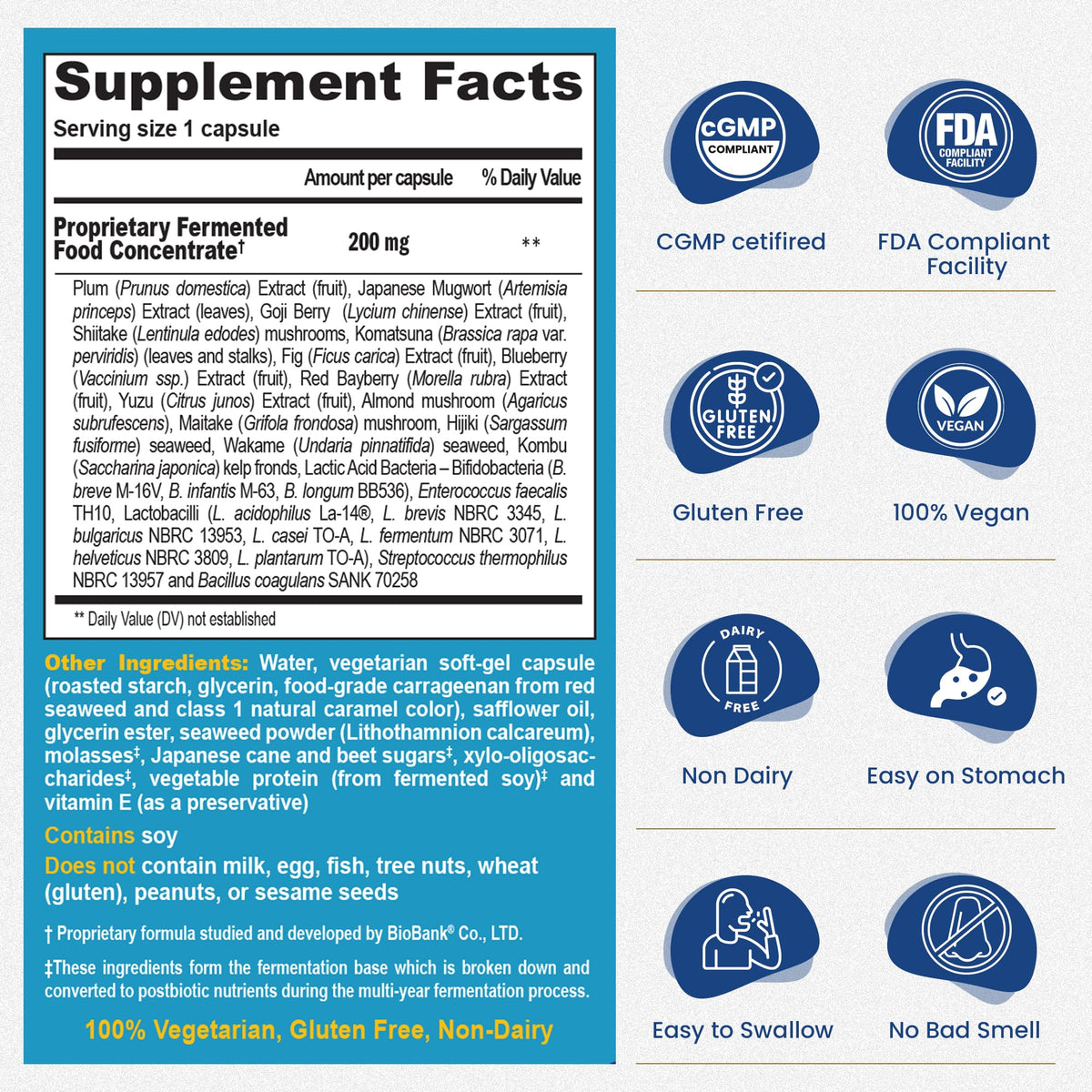 Probiotiques Essential Formulas capsules avec ingrédients