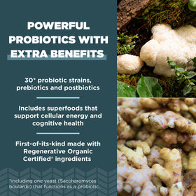 Probiotiques Extra Forts d'Ancient Nutrition avec un verre d'eau